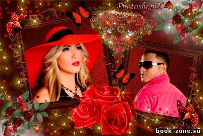 Романтическая фоторамка для Photoshop – Красота алых роз