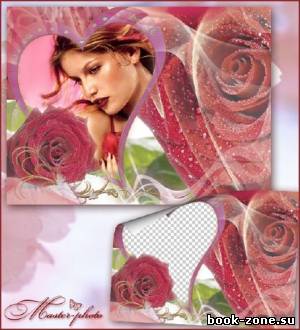 Романтическая цветочная фоторамка - Красные розы