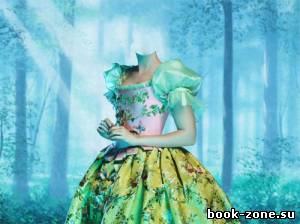 Шаблон для девушек - Белоснежка в цветочном платье в лесу