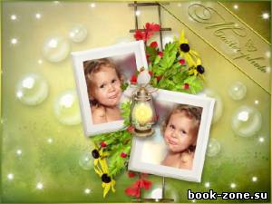 Рамка для photoshop детская - Две фотографии с мыльными пузырями