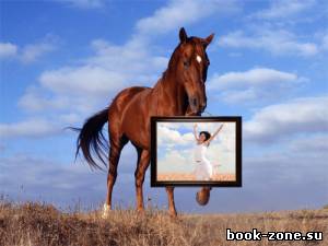 Рамка для фото - Лошадь держит картину с вашей фотографией