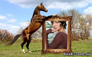 Рамка для фотошопа - Игривый конь держит ваше фото