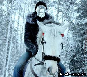 Шаблон для фотошопа - Верхом на лошади зимой в лесу