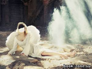 PSD шаблон - Девушка ангел среди руин