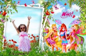 Летняя детская рамка для фото – Подружки Winx