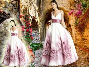 Шаблон для фотошопа - В прекрасном вечернем платье с цветами