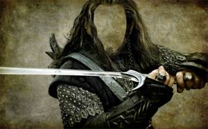 Воин со своим мечом - PSD шаблон для мужчин
