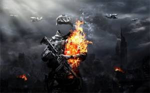 Шаблон мужской - Солдат в огне