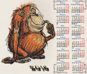 Календарная сетка - Нарисованная обезьяна
