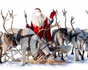 Photoshop шаблон - Дед Мороз и олени